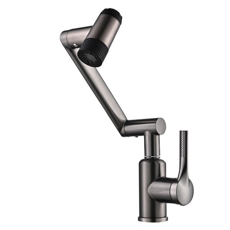 Белый Универсальный Вращающийся Смеситель для Раковины в Ванной Комнате Механический Рычаг Умывальник Одно отверстие Одинарная Ручка Смеситель для Горячей и Холодной Воды серый