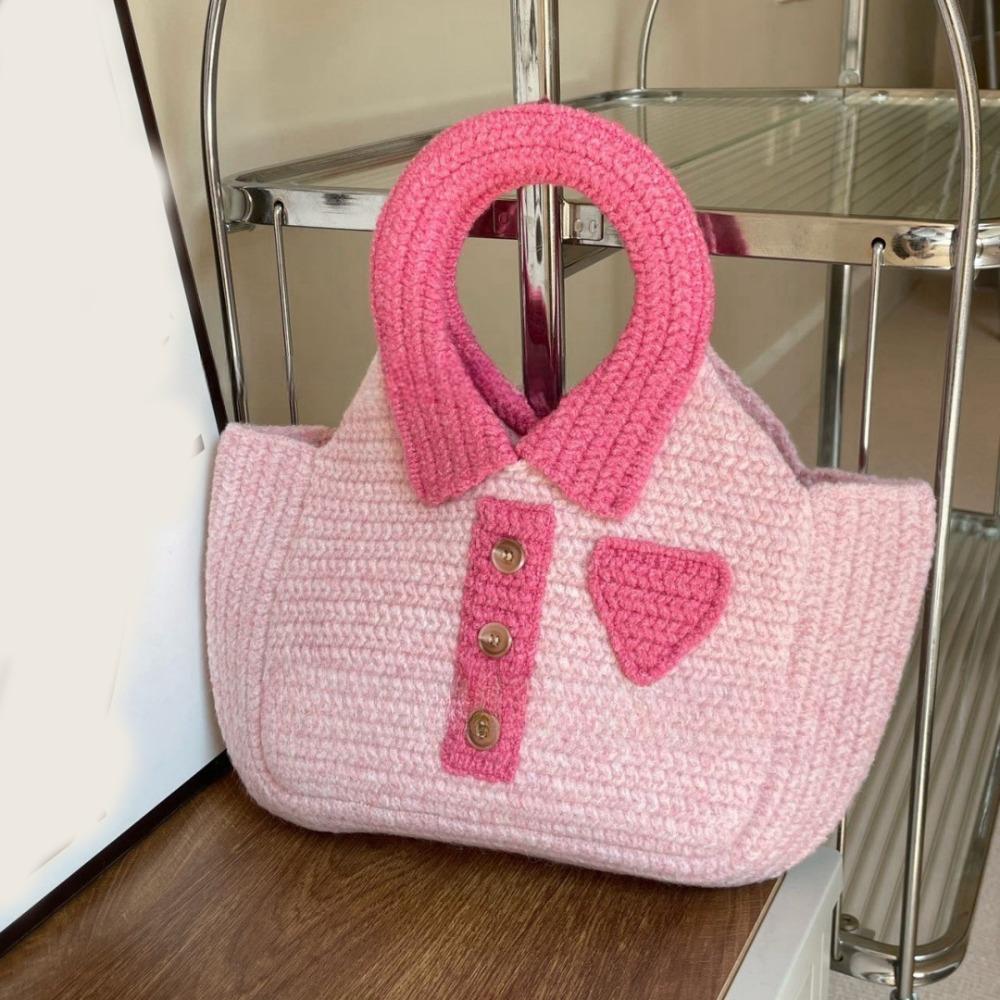 Creative Multicolor Shirt Knitted Handbag Hand Woven Cute Woolen Weave Bag Large Capacity Soft Knitted Wrist Bag Commuting
Creative Multicolor Shirt Knitted Handbag Hand Woven Cute Woolen Weave Bag Large Capacity Soft Knitted Wrist Bag Commuting