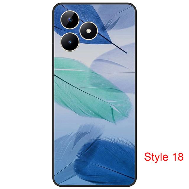 Чехол для Realme C53, 6,74 дюйма, черная задняя крышка с милым рисунком на Realme C 53, мягкий силиконовый полный защитный бампер RMX3760 C53-Style 18