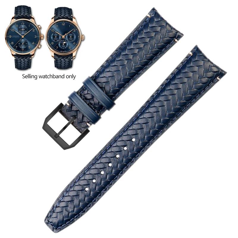 Woven Cowhide Leather Watchband For IWC IW344205 Portuguese Chronograph Pilot Portofino Folding Buckle Strap 22mm Blue Black 22mm
Woven Cowhide Leather Watchband For IWC IW344205 Portuguese Chronograph Pilot Portofino Folding Buckle Strap 22mm Blue Black 22mm