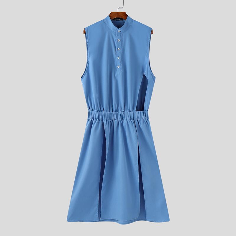 INCERUN Men Stand Neck Buttons Sleeveless Elastic Waist Side Cutout Splits Long Tank Tops 4XL світло-синій колір
INCERUN Men Stand Neck Buttons Sleeveless Elastic Waist Side Cutout Splits Long Tank Tops 4XL світло-синій колір