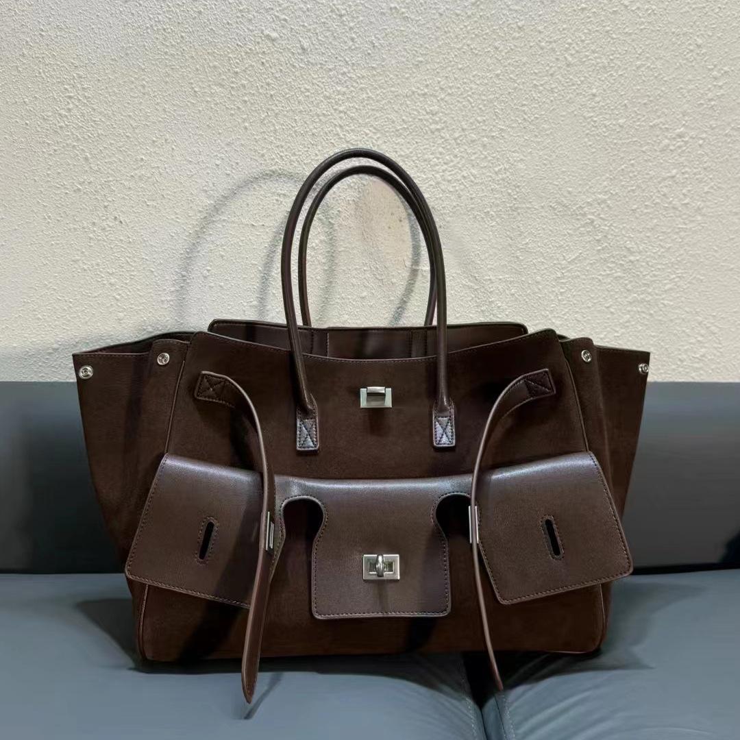 Сумка из антизамшевой ткани с несколькими карманами / Новая сумка унисекс для мотоцикла с замком в стиле панк 38x16x29cm