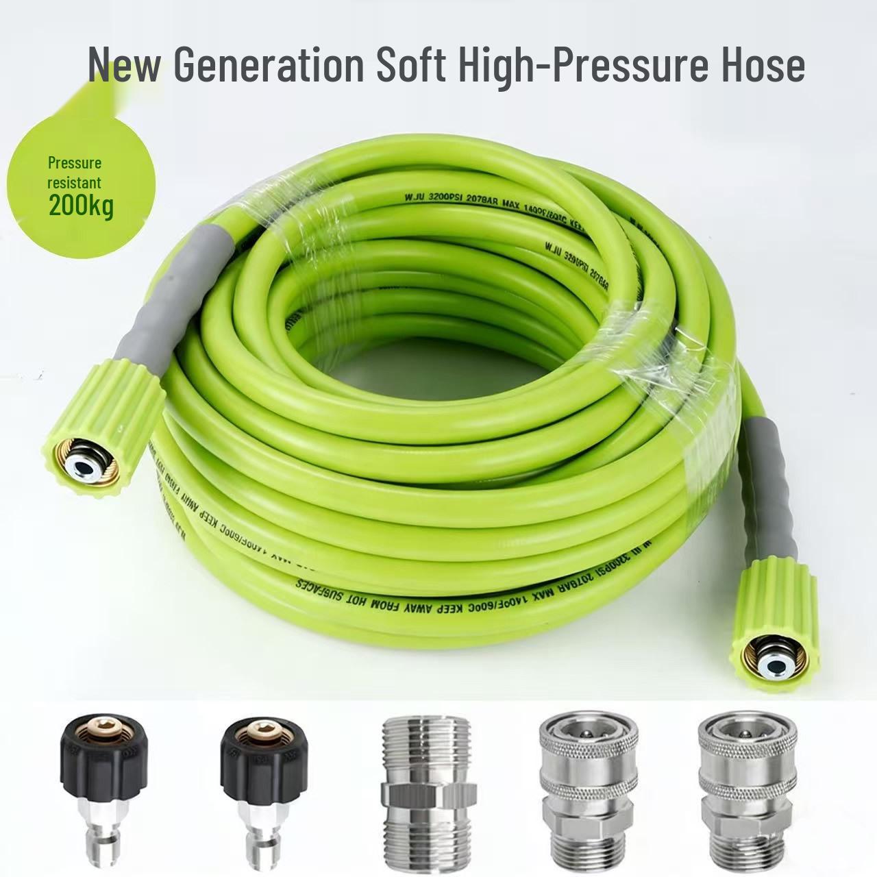 High-Pressure Car Washer: Water Gun with Quick Connect Rubber Hose Extension 25Ft Double Head M22 + 5 Stainless Steel Fittings
High-Pressure Car Washer: Water Gun with Quick Connect Rubber Hose Extension 25Ft Double Head M22 + 5 Stainless Steel Fittings