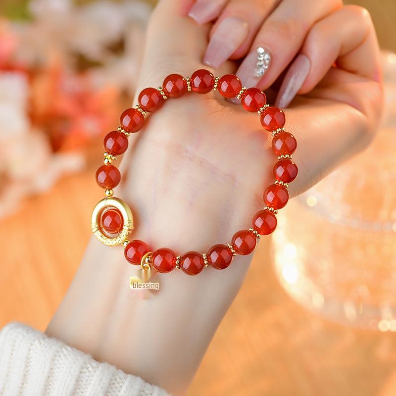Natural Red Agate Acacia Pendant Bracelet - Light Luxury Chinese Niche Design for Women
Natural Red Agate Acacia Pendant Bracelet - Light Luxury Chinese Niche Design for Women