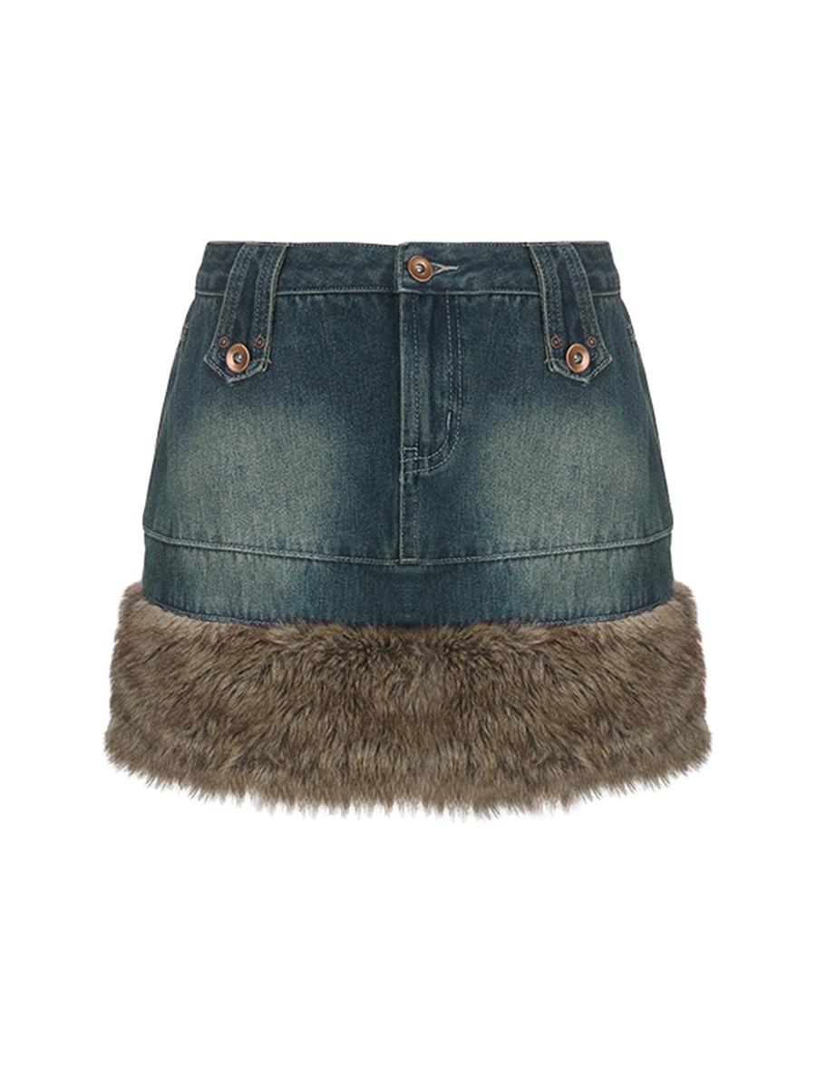 Women Denim Skirts Patchwork Plush Trim Low Waist Mini Skirt Wrapped Hip Fashion Short Skirts Vintage Streetwear L синій
Women Denim Skirts Patchwork Plush Trim Low Waist Mini Skirt Wrapped Hip Fashion Short Skirts Vintage Streetwear L синій
