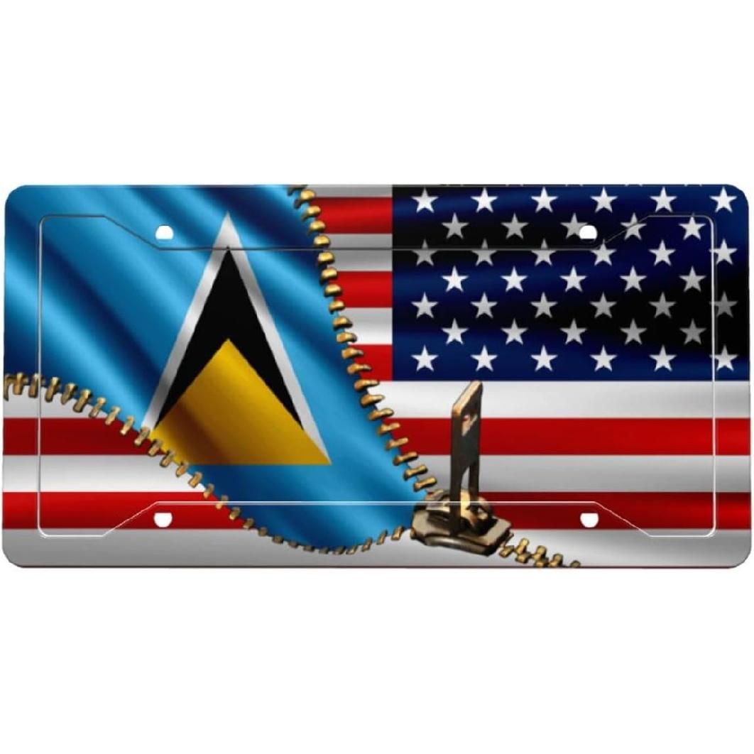 Американский флаг США и флаг Сент-Люсии, комплект передних номерных знаков и рамок номерных знаков для мужчин и женщин, алюминиевые автомобильные чехлы One Size
Американский флаг США и флаг Сент-Люсии, комплект передних номерных знаков и рамок номерных знаков для мужчин и женщин, алюминиевые автомобильные чехлы One Size