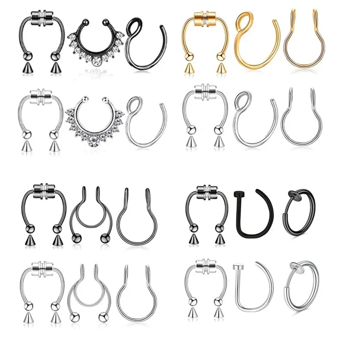 3/24pcs Fashion 316L Stainless Steel Fake Magnetic Septum Nose Hoop Ring,Horseshoe Clip On Nose Ring No-Pierced Septum Ring
3/24pcs Fashion 316L Stainless Steel Fake Magnetic Septum Nose Hoop Ring,Horseshoe Clip On Nose Ring No-Pierced Septum Ring
