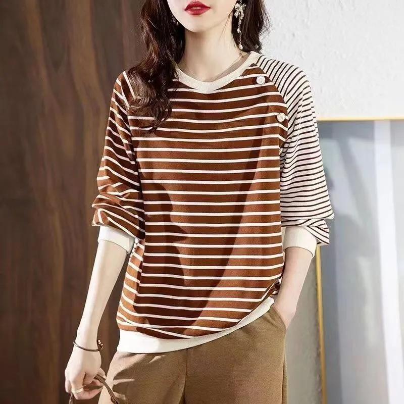 Women s Brown Striped Color Block Sleeve Top Loose Fit 3/4 Sleeve Casual Blouse S коричневий
Women s Brown Striped Color Block Sleeve Top Loose Fit 3/4 Sleeve Casual Blouse S коричневий