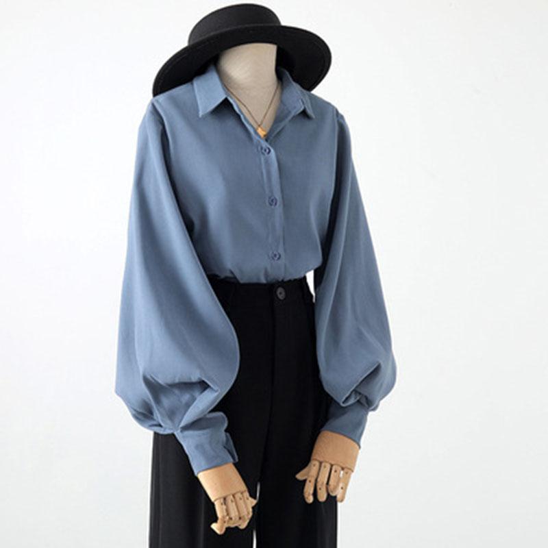 Весенне-осенняя женская рубашка, однобортная, с лацканами в стиле ретро, с рукавами-фонариками, свободная повседневная рубашка, блузка S синий
Весенне-осенняя женская рубашка, однобортная, с лацканами в стиле ретро, с рукавами-фонариками, свободная повседневная рубашка, блузка S синий