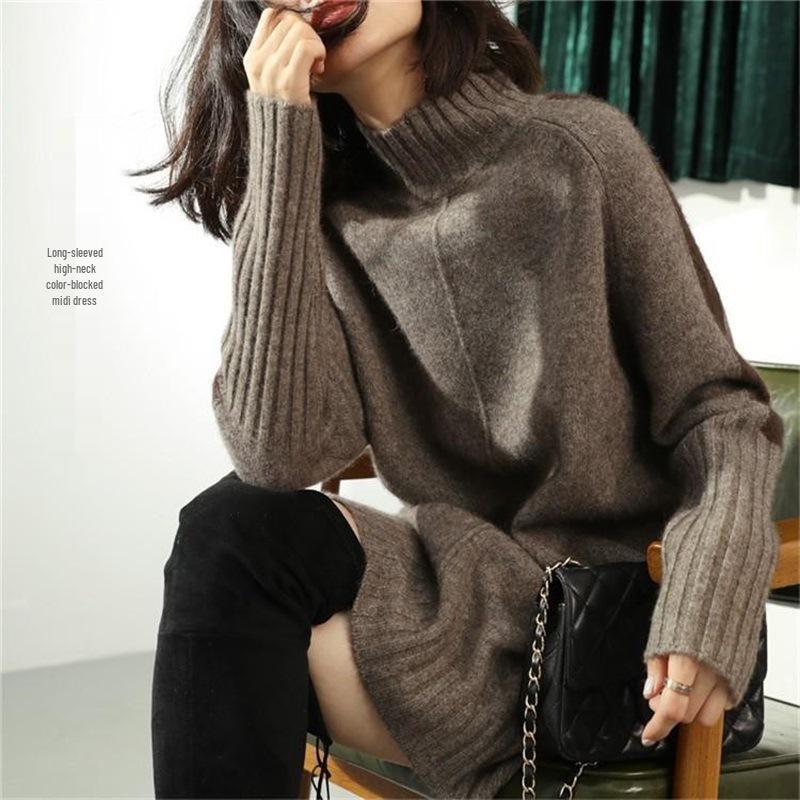 Women s Mid-Length Color Block Turtleneck Sweater Dress S
Women s Mid-Length Color Block Turtleneck Sweater Dress S