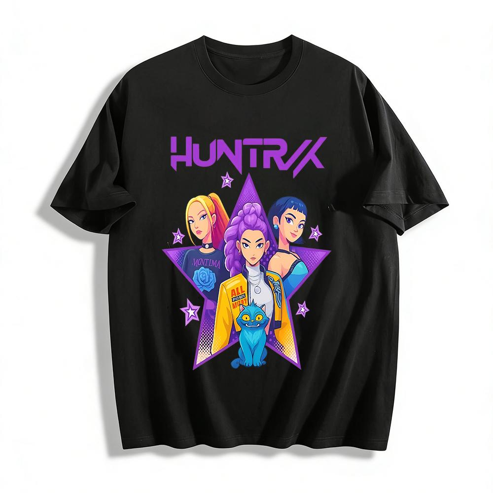 Huntrix Girl Group Blue Cat Print Top Trendy American Anime Style Casual Loose Crew Neck T-Shirt Pure cotton T-shirt XXS
Huntrix Girl Group Blue Cat Print Top Trendy American Anime Style Casual Loose Crew Neck T-Shirt Pure cotton T-shirt XXS