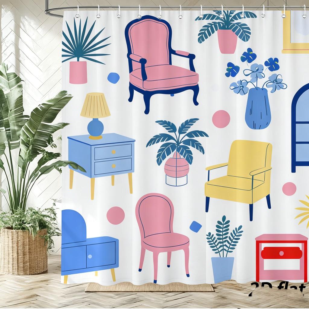 Colorful 2D Art Home Decor Shower Curtain - Pink Furniture & Plants Collage Waterproof Bathroom Curtain W60H190(CM)-1 Pcs
Colorful 2D Art Home Decor Shower Curtain - Pink Furniture & Plants Collage Waterproof Bathroom Curtain W60H190(CM)-1 Pcs