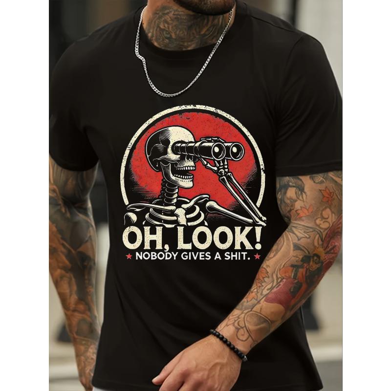 European Size Men S Large Skeleton with Binoculars OH, LOOK! NOBODY GIVES A SHIT. Print T-Shirt Comfortable Breathable for Casual Wear, Plus Size S
European Size Men S Large Skeleton with Binoculars OH, LOOK! NOBODY GIVES A SHIT. Print T-Shirt Comfortable Breathable for Casual Wear, Plus Size S