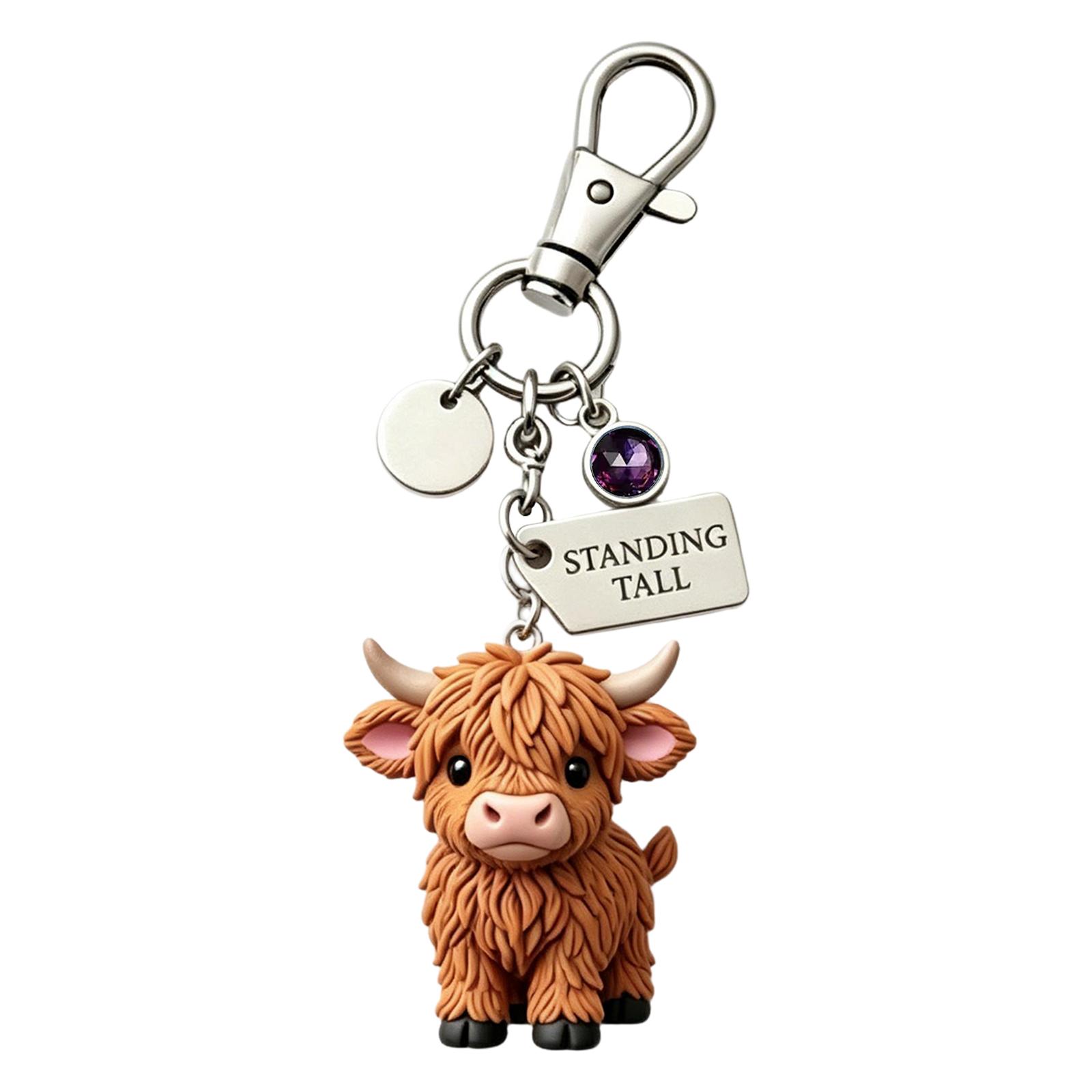 Highland Cattle Keychain Standing Tall Charm with Metal Clasp and Decorative Pendant for Creative Key Holder or Bag Accessory One Size
Highland Cattle Keychain Standing Tall Charm with Metal Clasp and Decorative Pendant for Creative Key Holder or Bag Accessory One Size