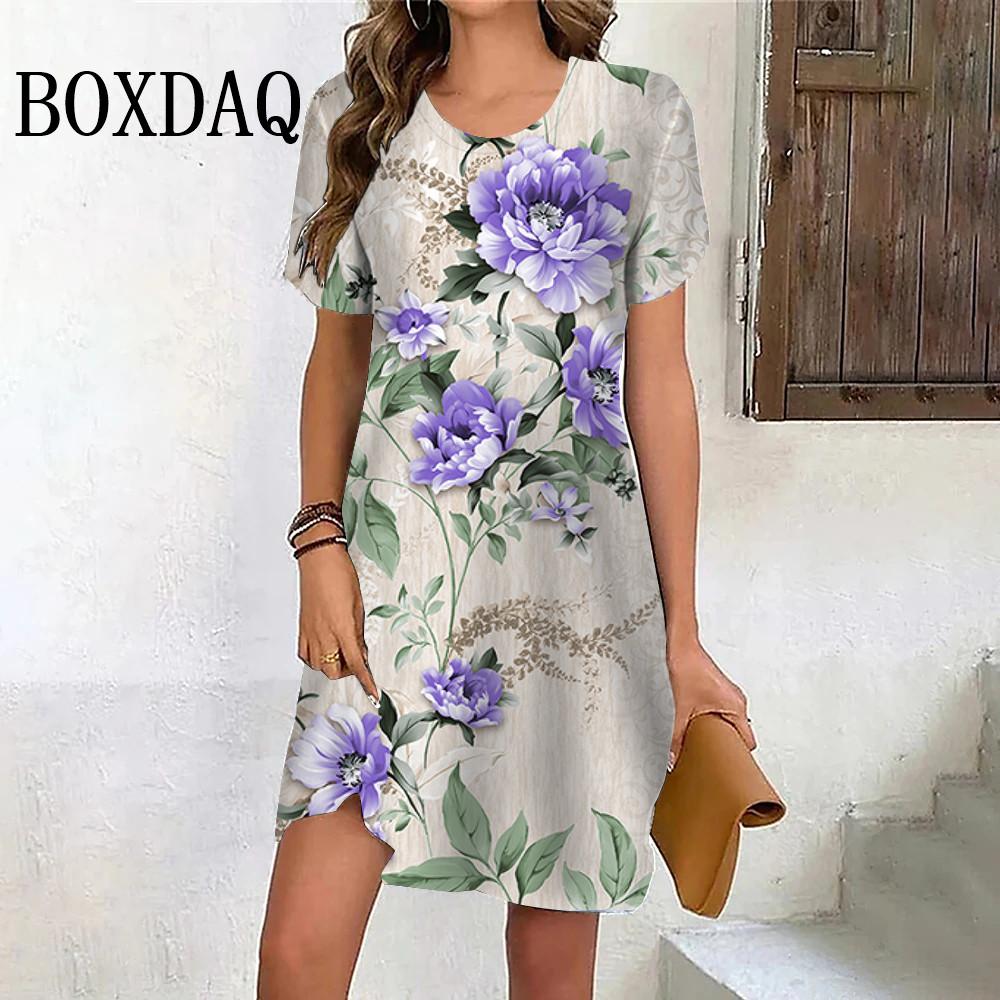 Summer Purple Flower Dress Women s 3D Printing Short-sleeved Loose Dress Casual O-neck Pullover Women s A-line Mini Dress 6XL
Summer Purple Flower Dress Women s 3D Printing Short-sleeved Loose Dress Casual O-neck Pullover Women s A-line Mini Dress 6XL
