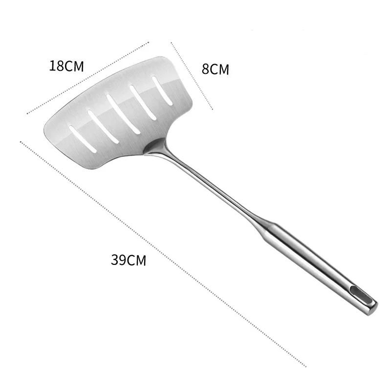 Большая лопатка для жарки рыбы из нержавеющей стали, совок для сковороды с антипригарным покрытием, длинная деревянная ручка, плоская лопатка с прорезями для стейков, кухонный инструмент для приготовления пищи
Большая лопатка для жарки рыбы из нержавеющей стали, совок для сковороды с антипригарным покрытием, длинная деревянная ручка, плоская лопатка с прорезями для стейков, кухонный инструмент для приготовления пищи