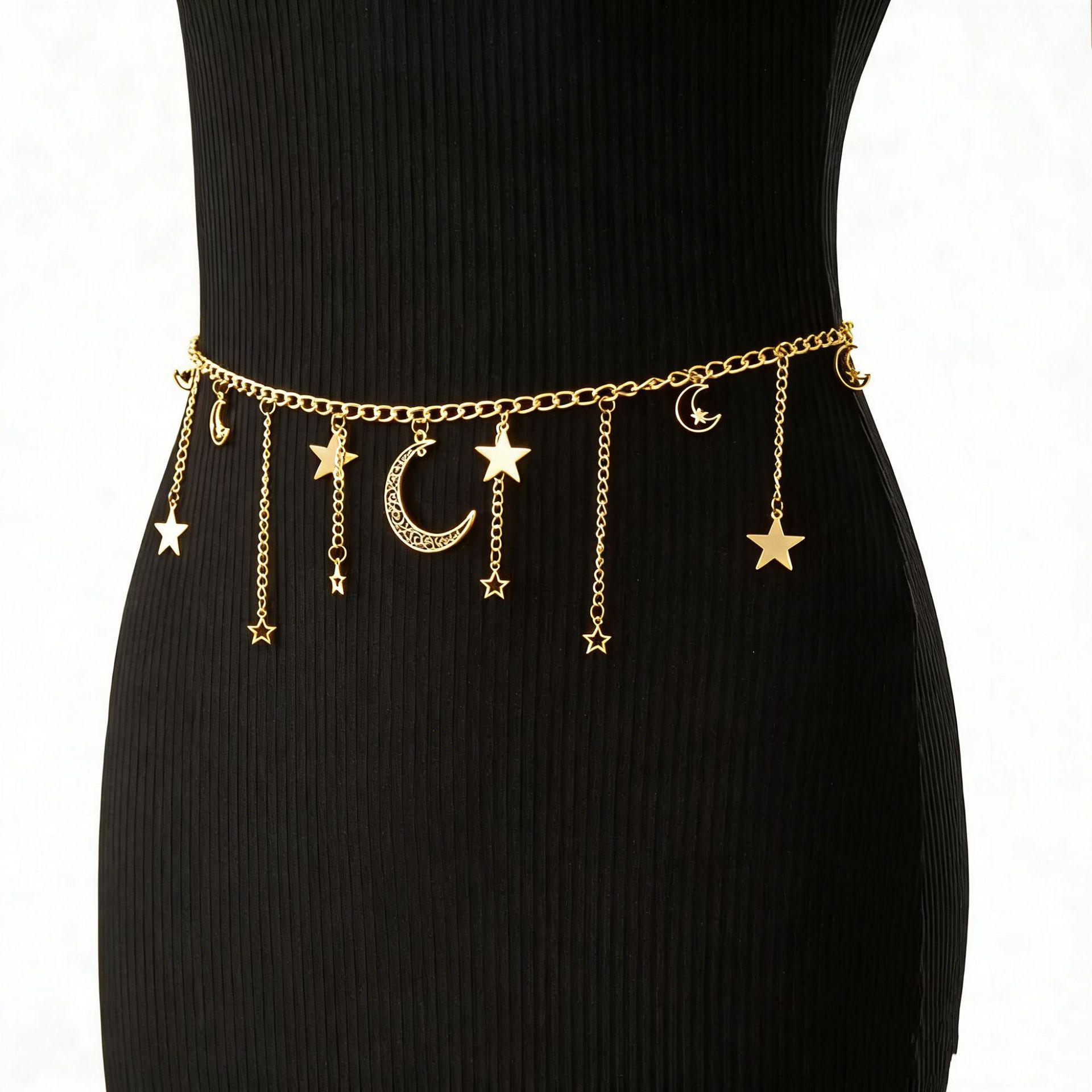 Retro Moon & Star Tassel Chain Belt for Women - Chunky Metal Ornament
Retro Moon & Star Tassel Chain Belt for Women - Chunky Metal Ornament