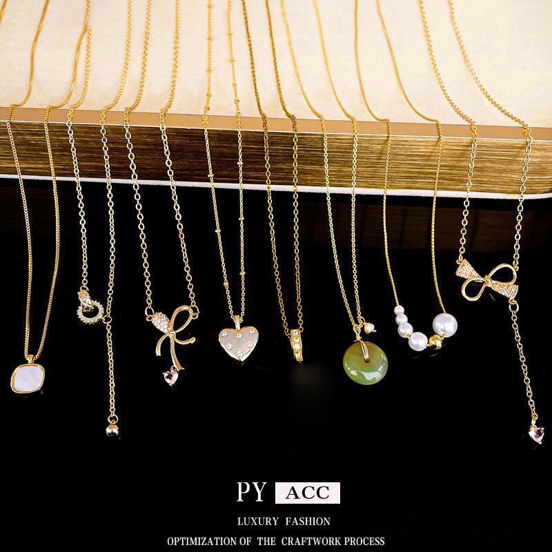 Korean Zircon Bowknot Heart Pendant Necklace - Elegant Geometric Clavicle Chain for Women
Korean Zircon Bowknot Heart Pendant Necklace - Elegant Geometric Clavicle Chain for Women