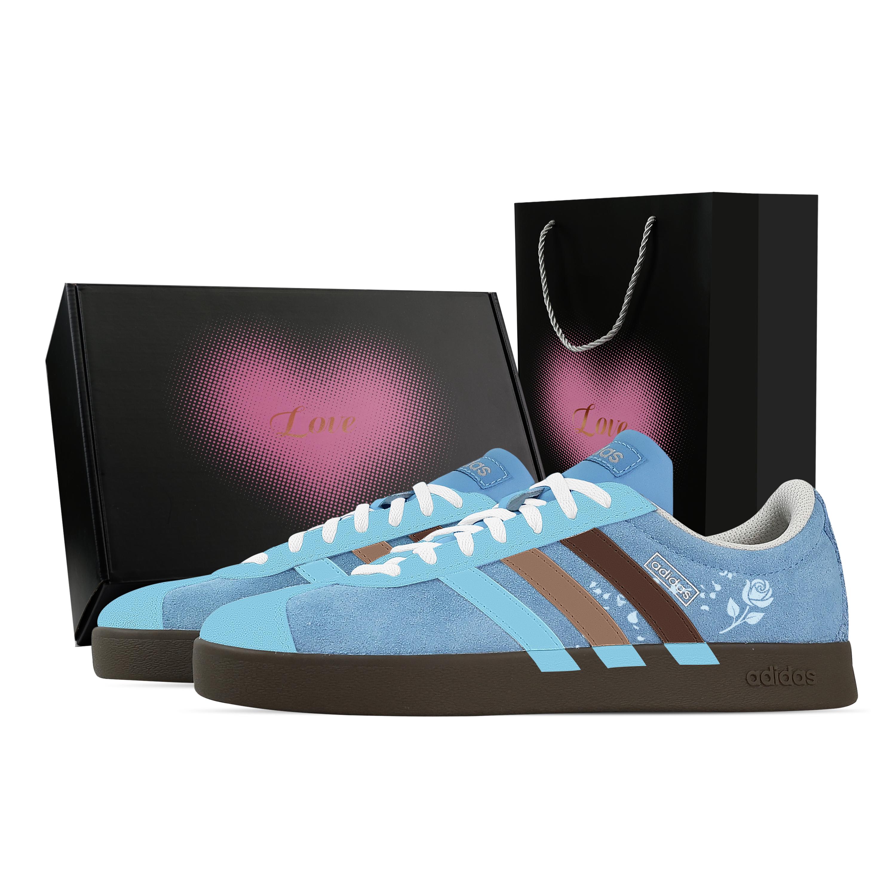 Custom Adidas VL COURT 2.0 Dusty Blue Rose, Heart Box Low top German Army Trainers Unisex Blue JI0496(Team773--) 40
Custom Adidas VL COURT 2.0 Dusty Blue Rose, Heart Box Low top German Army Trainers Unisex Blue JI0496(Team773--) 40