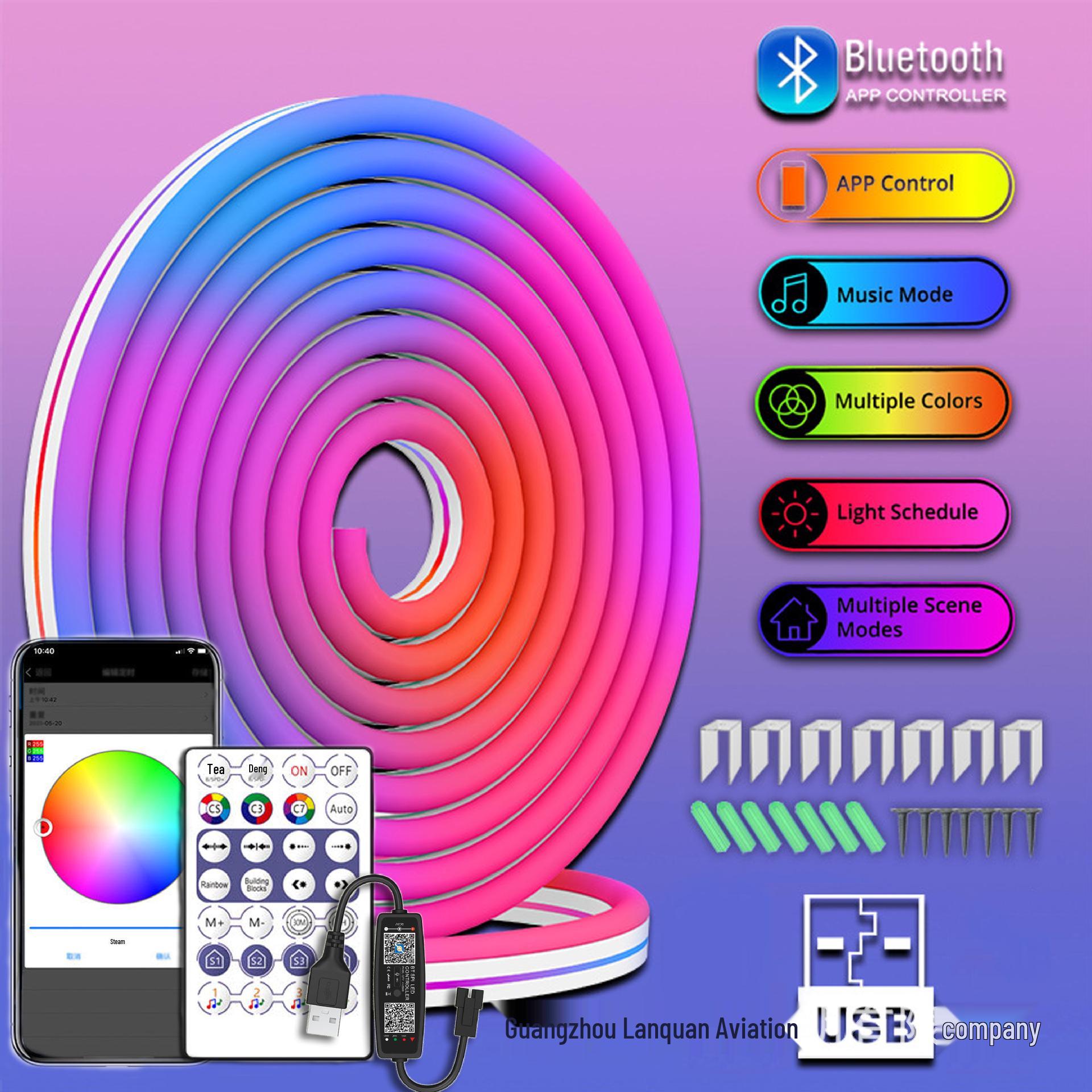 5В Неоновая лента с эффектом Dream Color, с USB, управлением через Bluetooth-приложение и звуком, для создания DIY-форм USB - 5m Set
5В Неоновая лента с эффектом Dream Color, с USB, управлением через Bluetooth-приложение и звуком, для создания DIY-форм USB - 5m Set