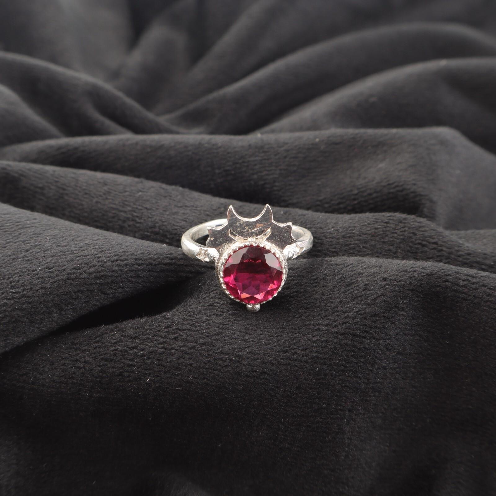 Розовый Рубеллит Драгоценный Камень 925 Стерлинговое Серебро Ювелирные Изделия Ручной Работы Кольцо-Заявление RR-67-2 13