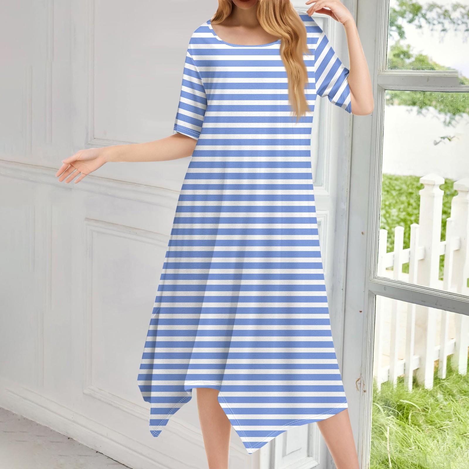 Женское повседневное модное платье миди с круглым вырезом и коротким рукавом с принтом и неровным подолом M
Женское повседневное модное платье миди с круглым вырезом и коротким рукавом с принтом и неровным подолом M