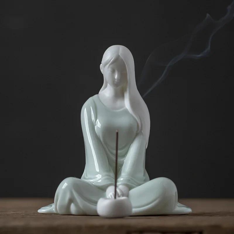New Chinese Zen Female Ceramic Character Decoration Home Living Room Incense Burner Decoration Table Decorations
New Chinese Zen Female Ceramic Character Decoration Home Living Room Incense Burner Decoration Table Decorations