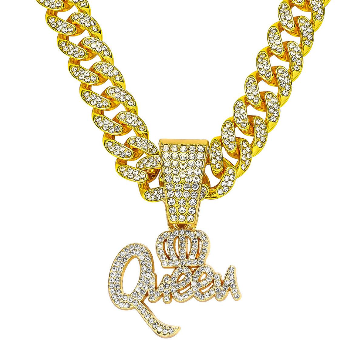 Подвеска Crown QUEEN Letter с кубинской цепочкой и бриллиантами, ожерелье в стиле хип-хоп, ювелирные изделия
Подвеска Crown QUEEN Letter с кубинской цепочкой и бриллиантами, ожерелье в стиле хип-хоп, ювелирные изделия
