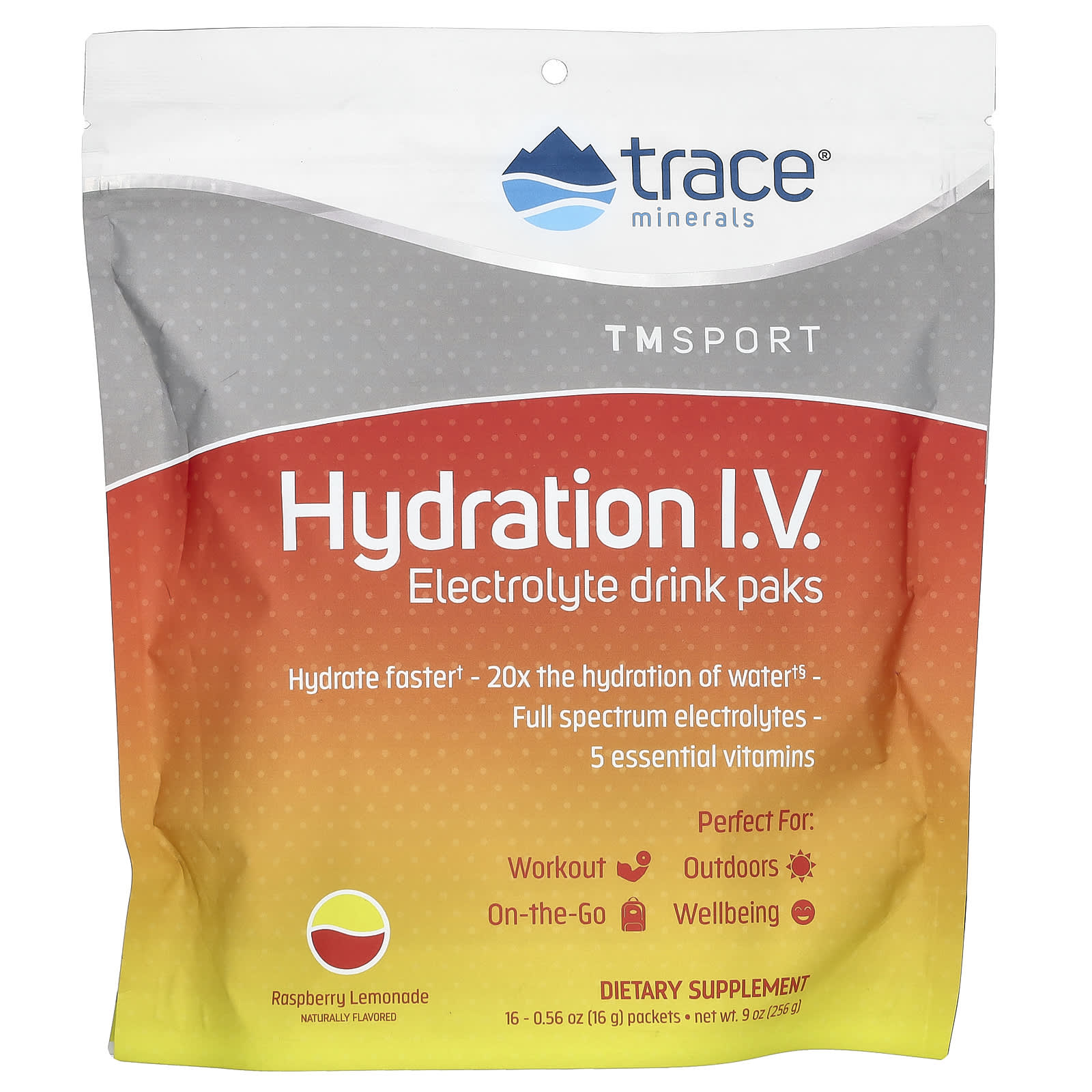 Trace, Hydration IV, Electrolyte Drink Pack, Raspberry Lemonade Flavor, 16 Packs, 0,56 oz (16 р) Кожен
Trace, Hydration IV, Electrolyte Drink Pack, Raspberry Lemonade Flavor, 16 Packs, 0,56 oz (16 р) Кожен