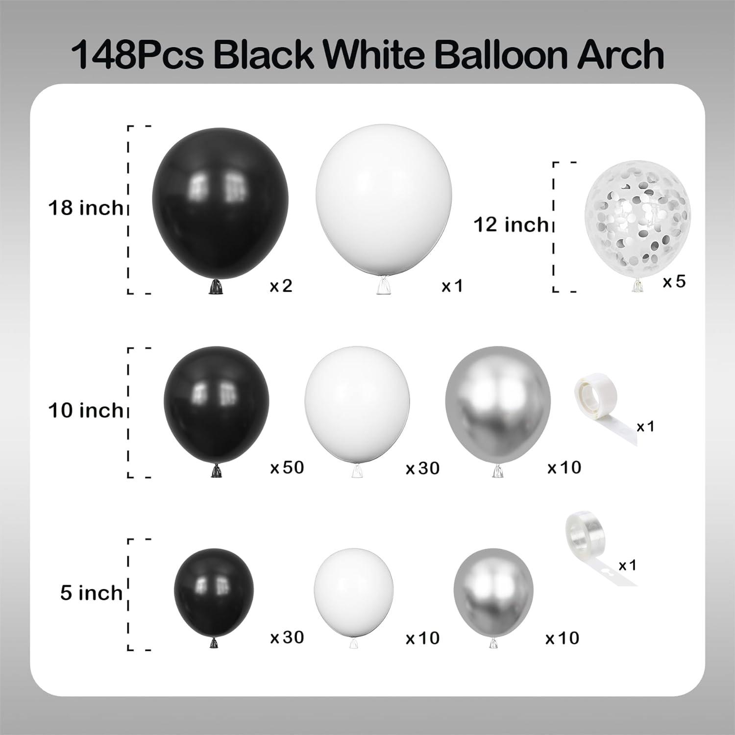 148PCS multi-color latex balloon set suitable for birthday parties, weddings, Valentine s Day parties Other чорний білий колір
148PCS multi-color latex balloon set suitable for birthday parties, weddings, Valentine s Day parties Other чорний білий колір