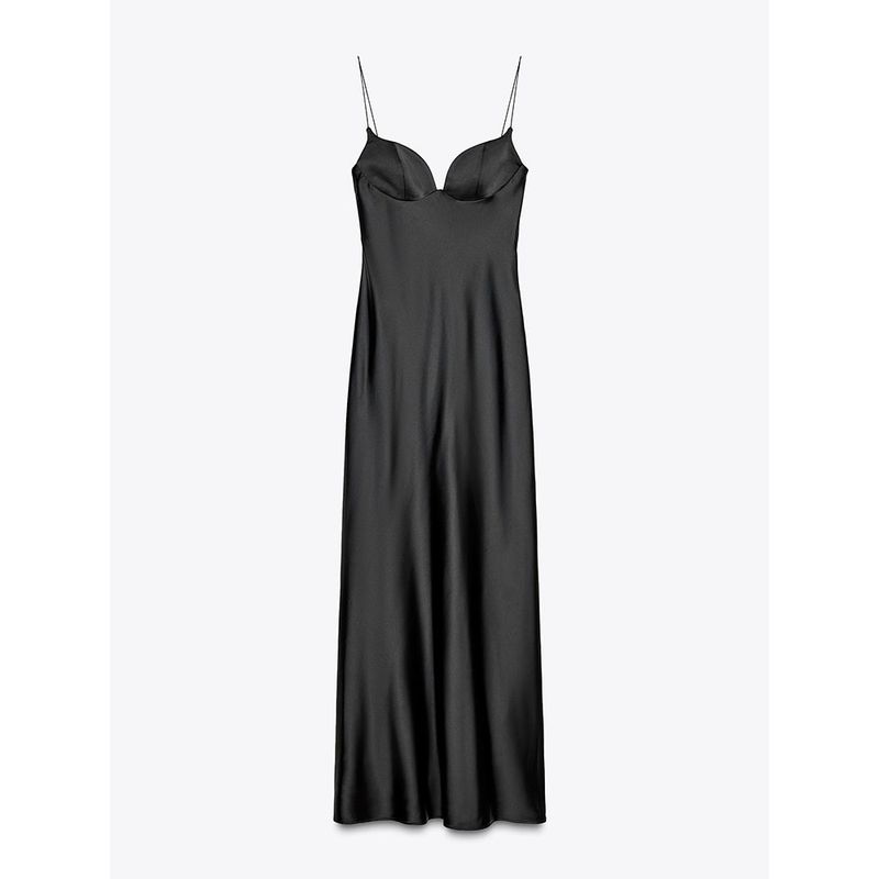 Za2025 Summer New Product Women s Clothes Vacation Style Spaghetti Straps Sleeveless Silk Satin Texture Length Dress 2968052 800 Black L
Za2025 Summer New Product Women s Clothes Vacation Style Spaghetti Straps Sleeveless Silk Satin Texture Length Dress 2968052 800 Black L