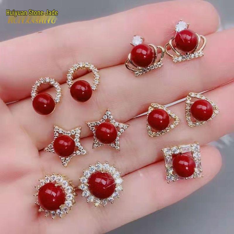 Ethnic Style Natural Cinnabar Stud Earrings - Purple Gold Sand, Versatile Women s Jewelry.
Ethnic Style Natural Cinnabar Stud Earrings - Purple Gold Sand, Versatile Women s Jewelry.