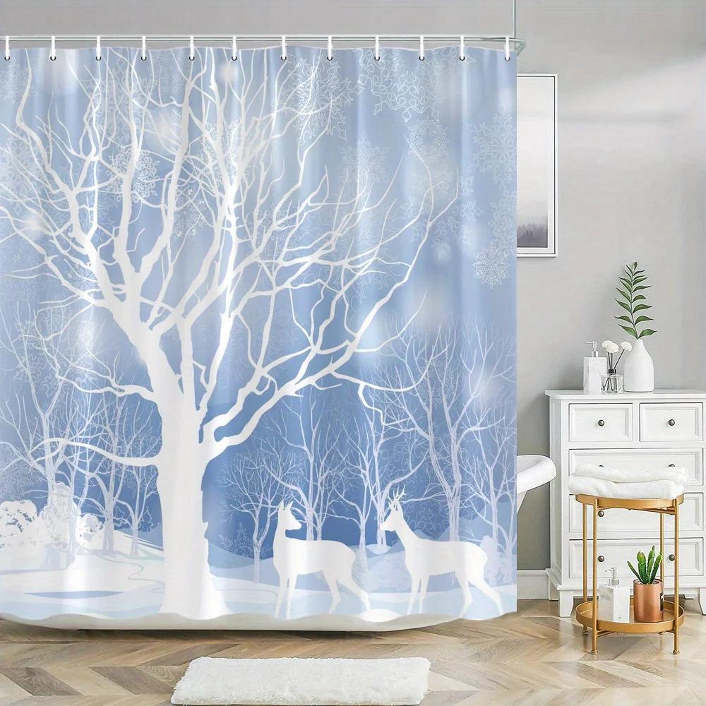 Winter Wonderland Shower Curtain - White Deer & Snowy Forest, Polyester, Machine Washable, All-Season Bathroom Decor W60H190(CM)-1 Pcs
Winter Wonderland Shower Curtain - White Deer & Snowy Forest, Polyester, Machine Washable, All-Season Bathroom Decor W60H190(CM)-1 Pcs