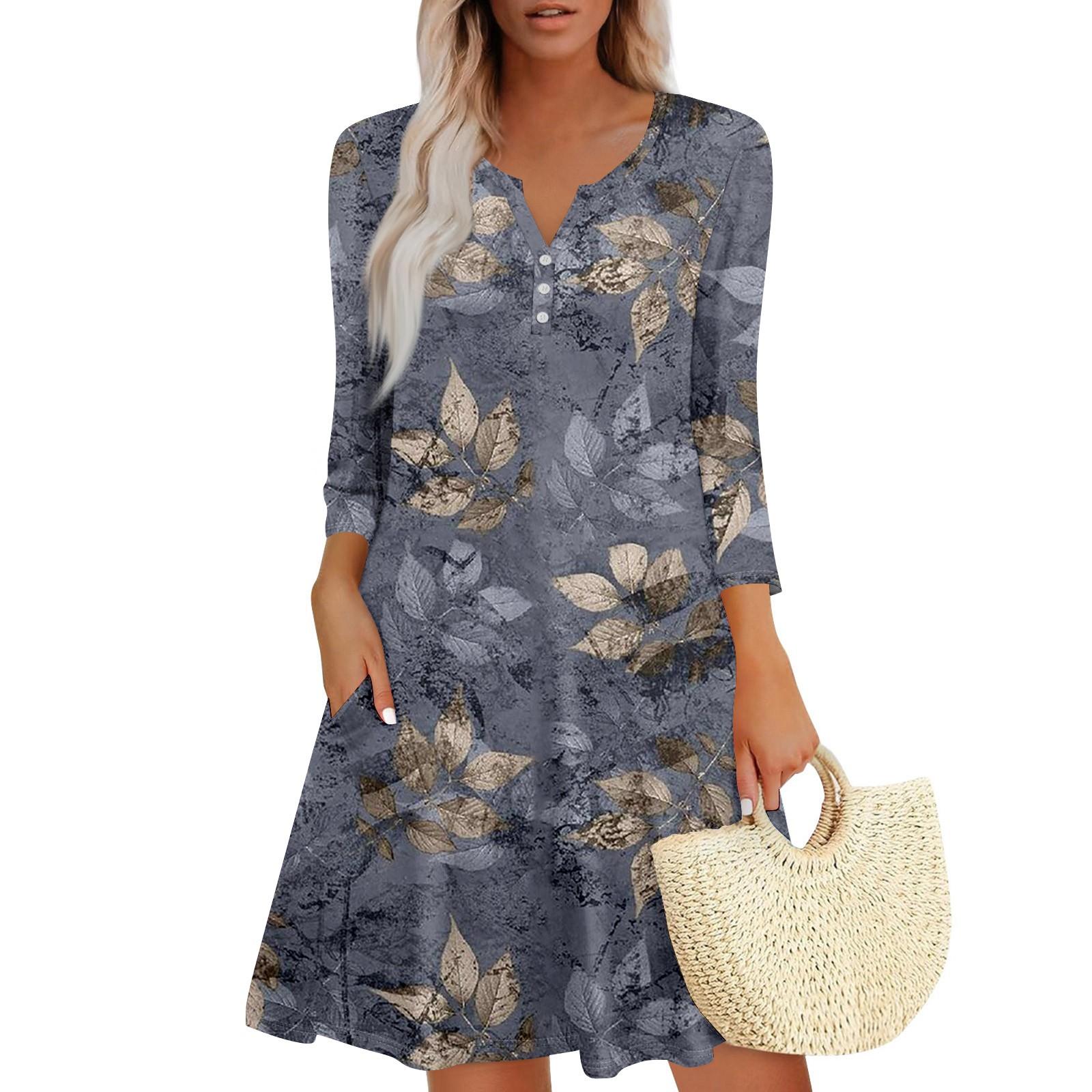 Жіноча літня сукня вільного крою з V-подібним вирізом та рукавом три чверті, сукня-сарафан з кишенями M
Жіноча літня сукня вільного крою з V-подібним вирізом та рукавом три чверті, сукня-сарафан з кишенями M