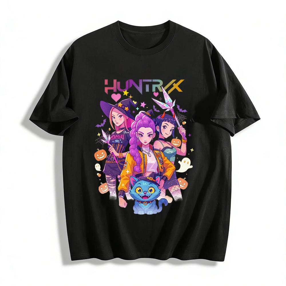 Halloween Huntrix Anime Girls Graphic Tee Spooky Witchy Cat Pumpkin Print Casual Top for Women Pure cotton T-shirt XXS
Halloween Huntrix Anime Girls Graphic Tee Spooky Witchy Cat Pumpkin Print Casual Top for Women Pure cotton T-shirt XXS