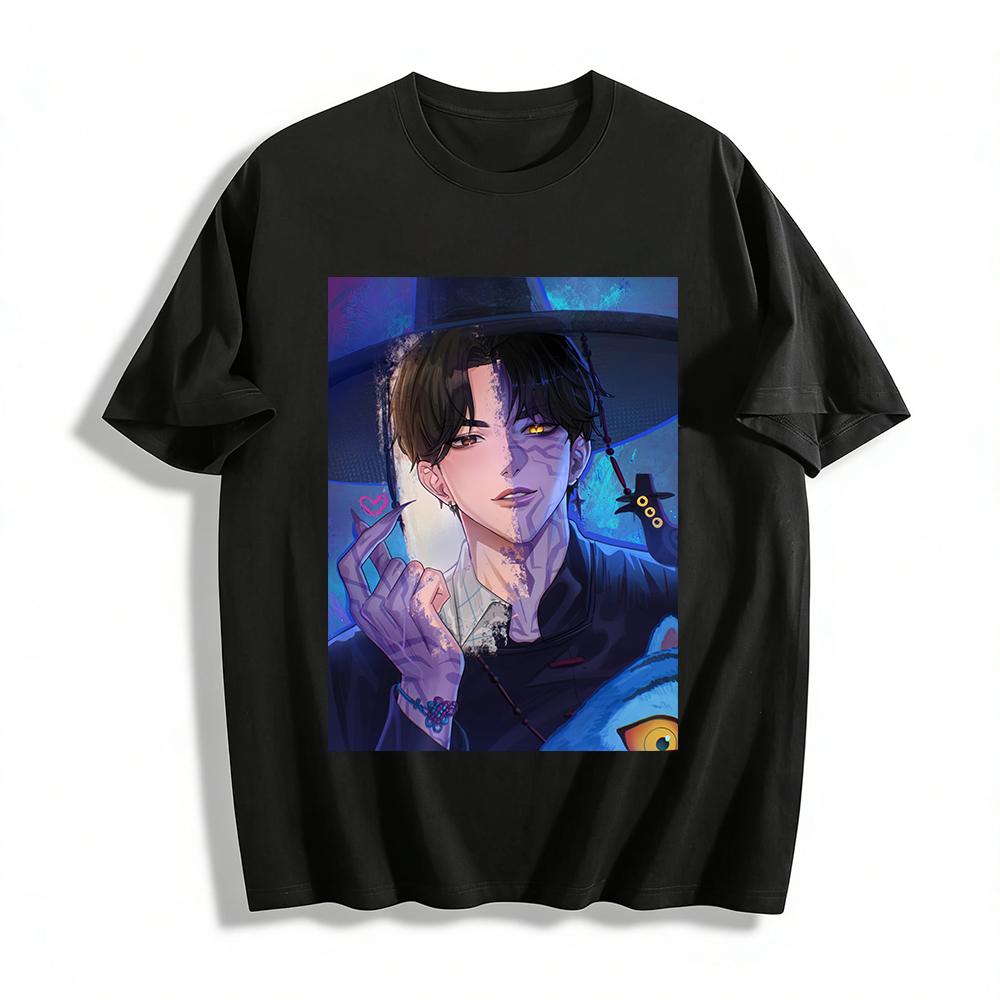 Half-faced Curse Pattern Boy Print T-shirt Retro Wide-brimmed Hat Chinese Style Anime Unisex Casual Top Pure cotton T-shirt XXS
Half-faced Curse Pattern Boy Print T-shirt Retro Wide-brimmed Hat Chinese Style Anime Unisex Casual Top Pure cotton T-shirt XXS