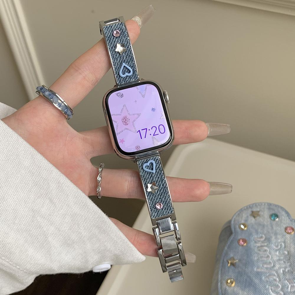 Denim Metal Strap for Apple Watch Series 10 Ultra 9 8 7 SE 6 5 4 3 2 1 46mm 49mm 45mm 44mm 42mm Dopamine Rhinestone Watch Band Purple
Denim Metal Strap for Apple Watch Series 10 Ultra 9 8 7 SE 6 5 4 3 2 1 46mm 49mm 45mm 44mm 42mm Dopamine Rhinestone Watch Band Purple