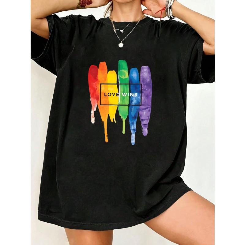 Oversized T Shirt Black Rainbow Paint Drip Love Wins Print Casual Wear For Women Summer Streetwear Fashion Statement Top S
Oversized T Shirt Black Rainbow Paint Drip Love Wins Print Casual Wear For Women Summer Streetwear Fashion Statement Top S