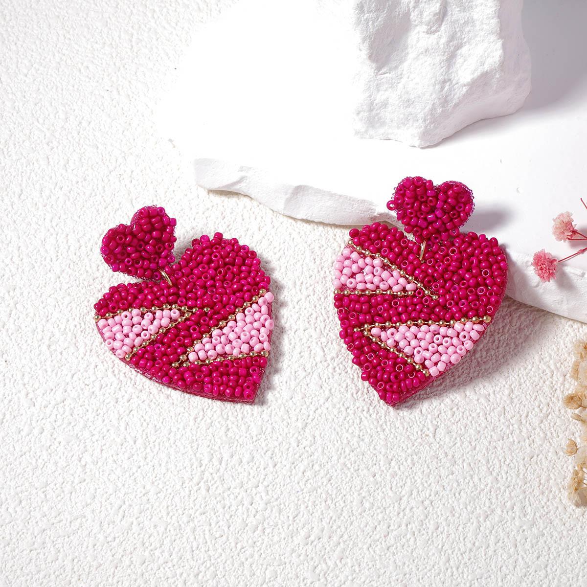 Metal Rice Beads Heart Geometric Dangle Earrings Women s New Trend Elegant Design Zircon Valentine s Day Accessories Яскраво-рожевий
Metal Rice Beads Heart Geometric Dangle Earrings Women s New Trend Elegant Design Zircon Valentine s Day Accessories Яскраво-рожевий