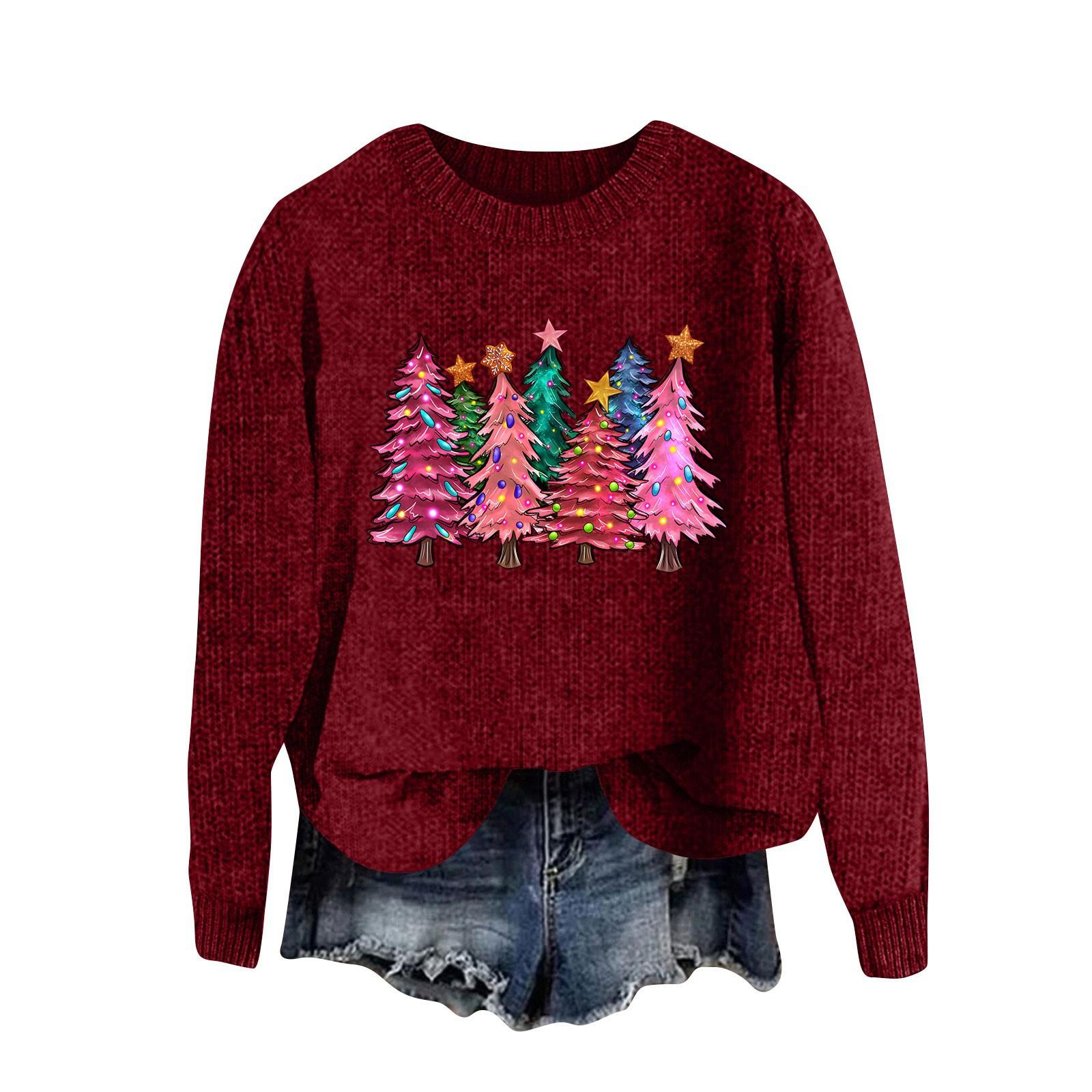 Женский модный повседневный шерстяной трикотажный пуловер с длинным рукавом и рождественским принтом M винный
Женский модный повседневный шерстяной трикотажный пуловер с длинным рукавом и рождественским принтом M винный