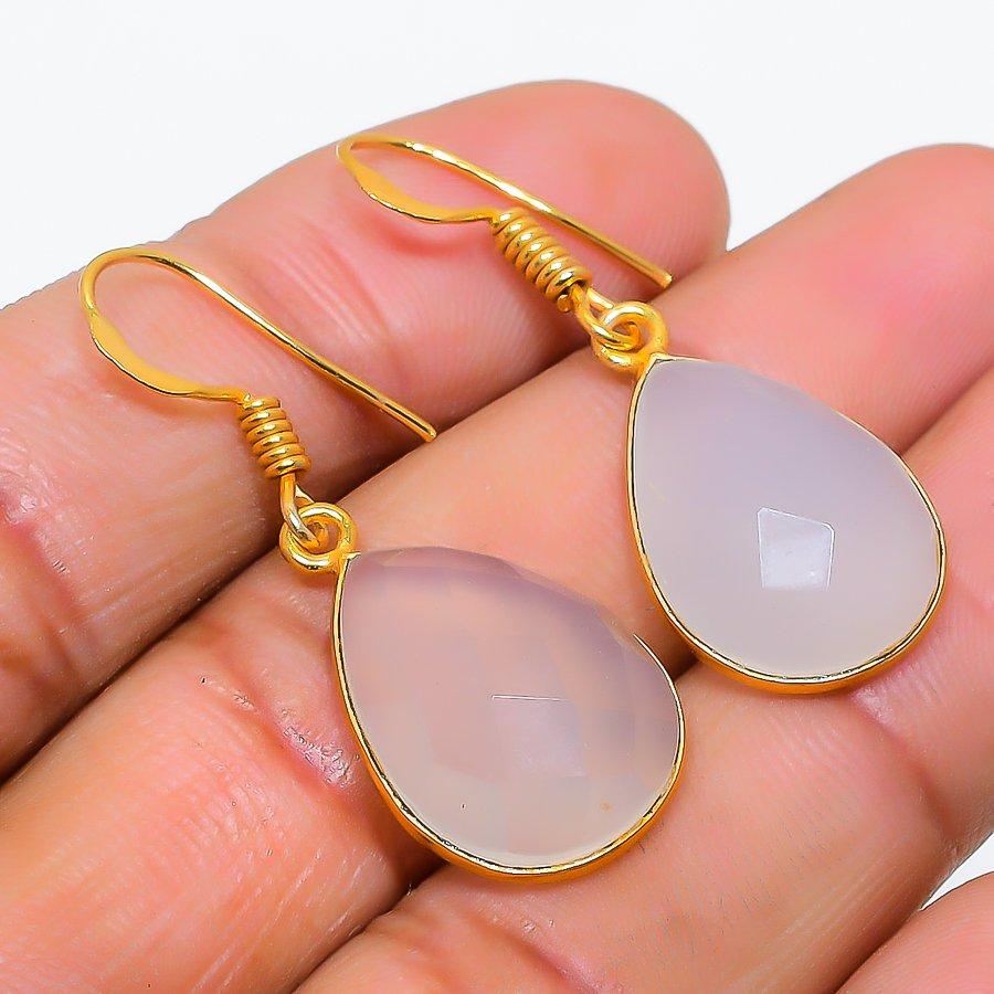Aqua Chalcedony Gemstone 925 Solid Sterling Silver Jewelry Earring 1.42 GK-5865
Aqua Chalcedony Gemstone 925 Solid Sterling Silver Jewelry Earring 1.42 GK-5865