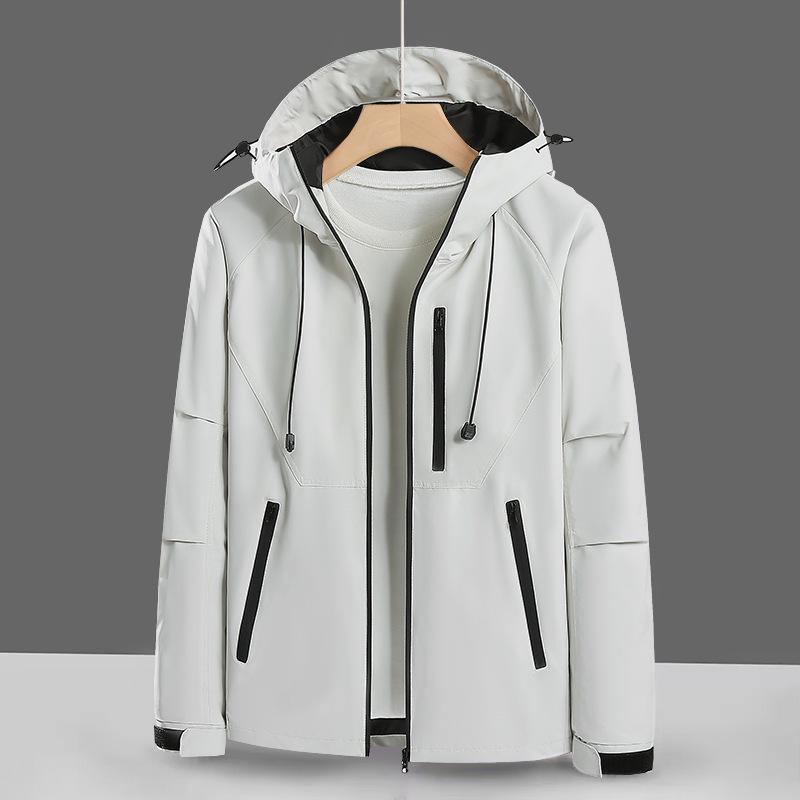 Унисекс Ветрозащитная и Водонепроницаемая Куртка с Капюшоном для Весны/Осени - Рыболовная Одежда Большого Размера, Стиль Скворечника M белый