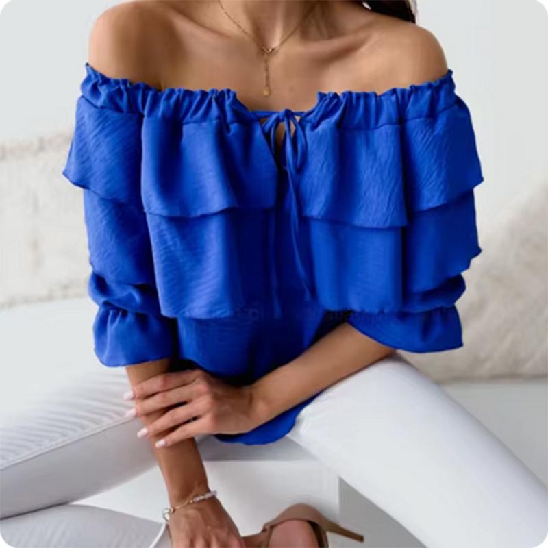 Chic Off Shoulder Double-Layer Top Women High Street Solid Color Spring Autumn T-Shirt Vacation Casual Backless Clothes M синій
Chic Off Shoulder Double-Layer Top Women High Street Solid Color Spring Autumn T-Shirt Vacation Casual Backless Clothes M синій