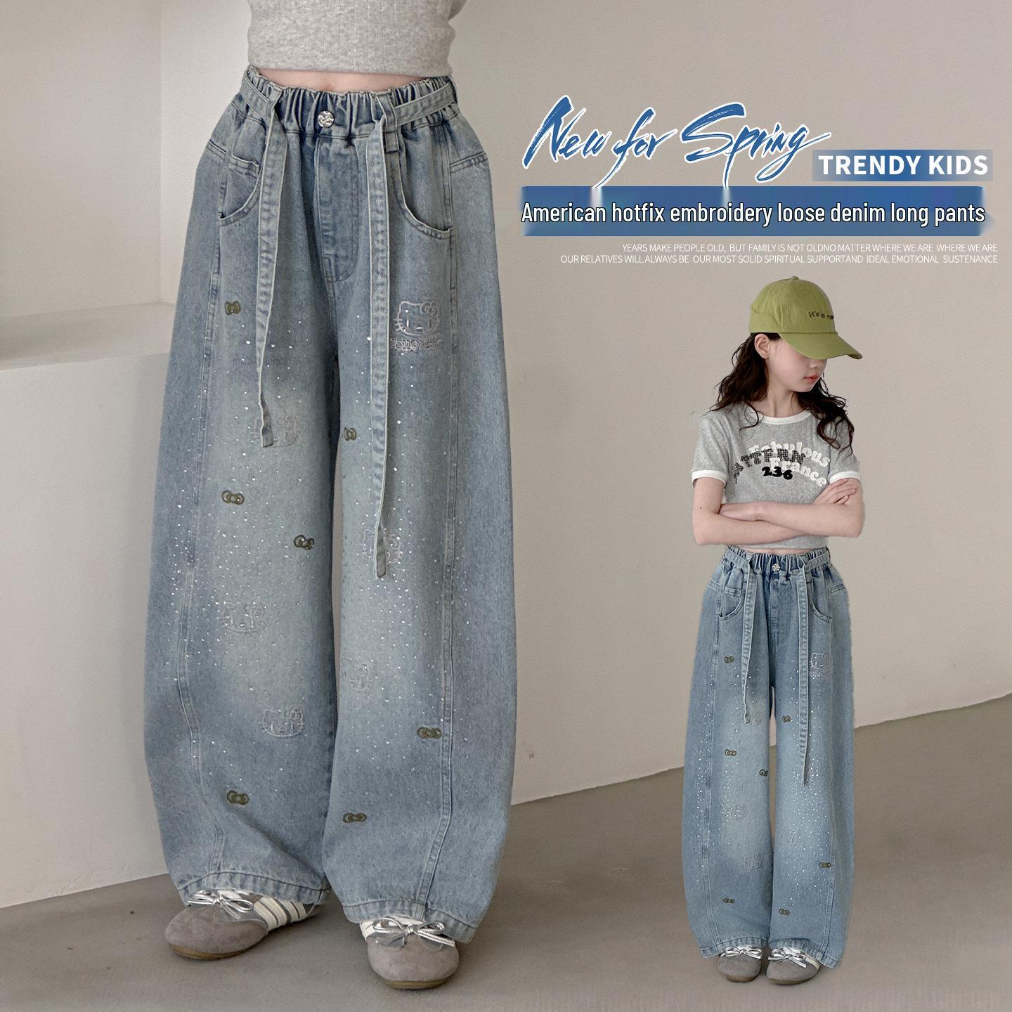 Girls Wide-Leg Jeans with Rhinestones & Cat Embroidery - Spring/Autumn 2026 Collection for Middle & Big Kids 170 cm джинсовый синий
Girls Wide-Leg Jeans with Rhinestones & Cat Embroidery - Spring/Autumn 2026 Collection for Middle & Big Kids 170 cm джинсовый синий