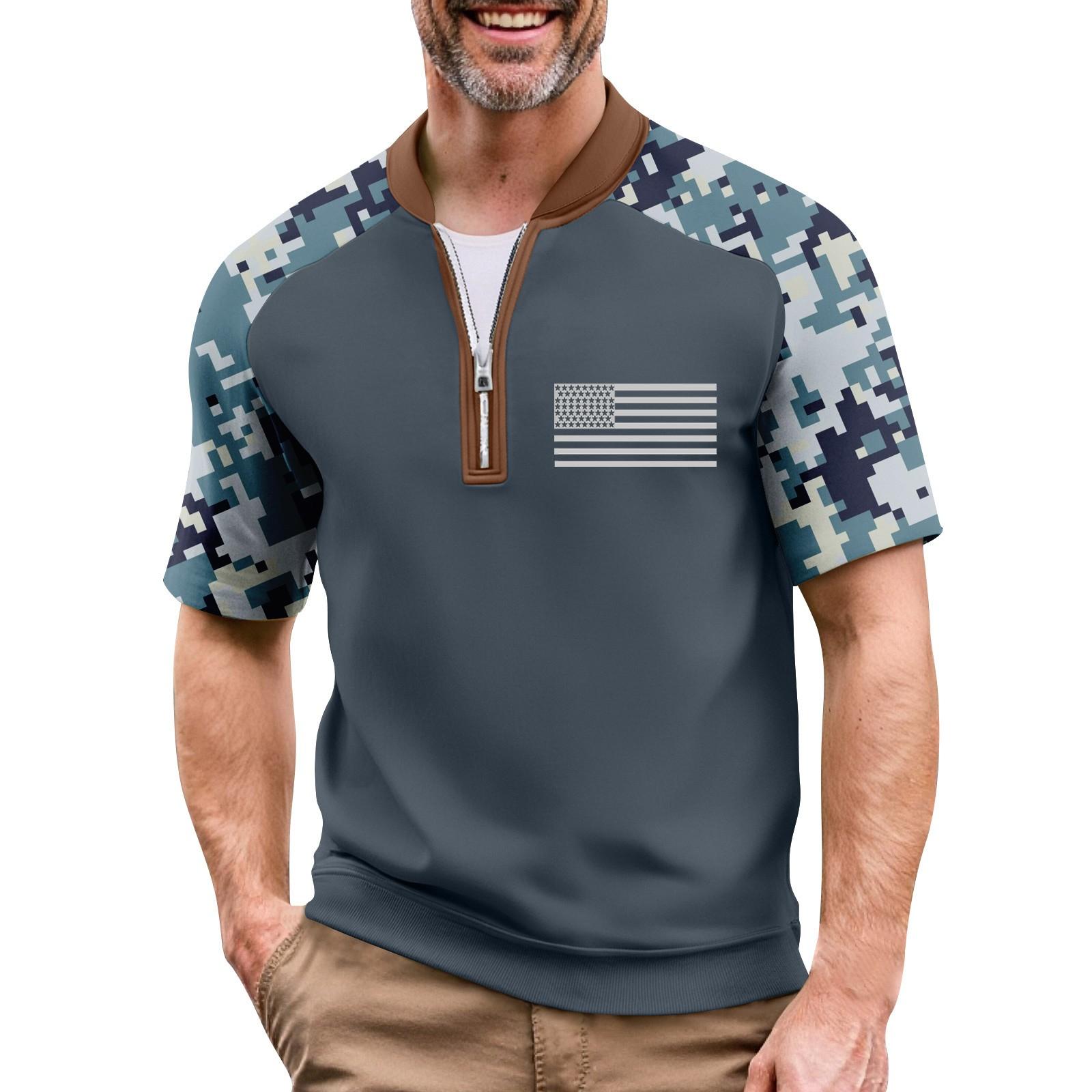 Men s Summer Camouflage Raglan Sleeve Casual T-Shirt Sports Flag Printed Zipper Neck Top L
Men s Summer Camouflage Raglan Sleeve Casual T-Shirt Sports Flag Printed Zipper Neck Top L