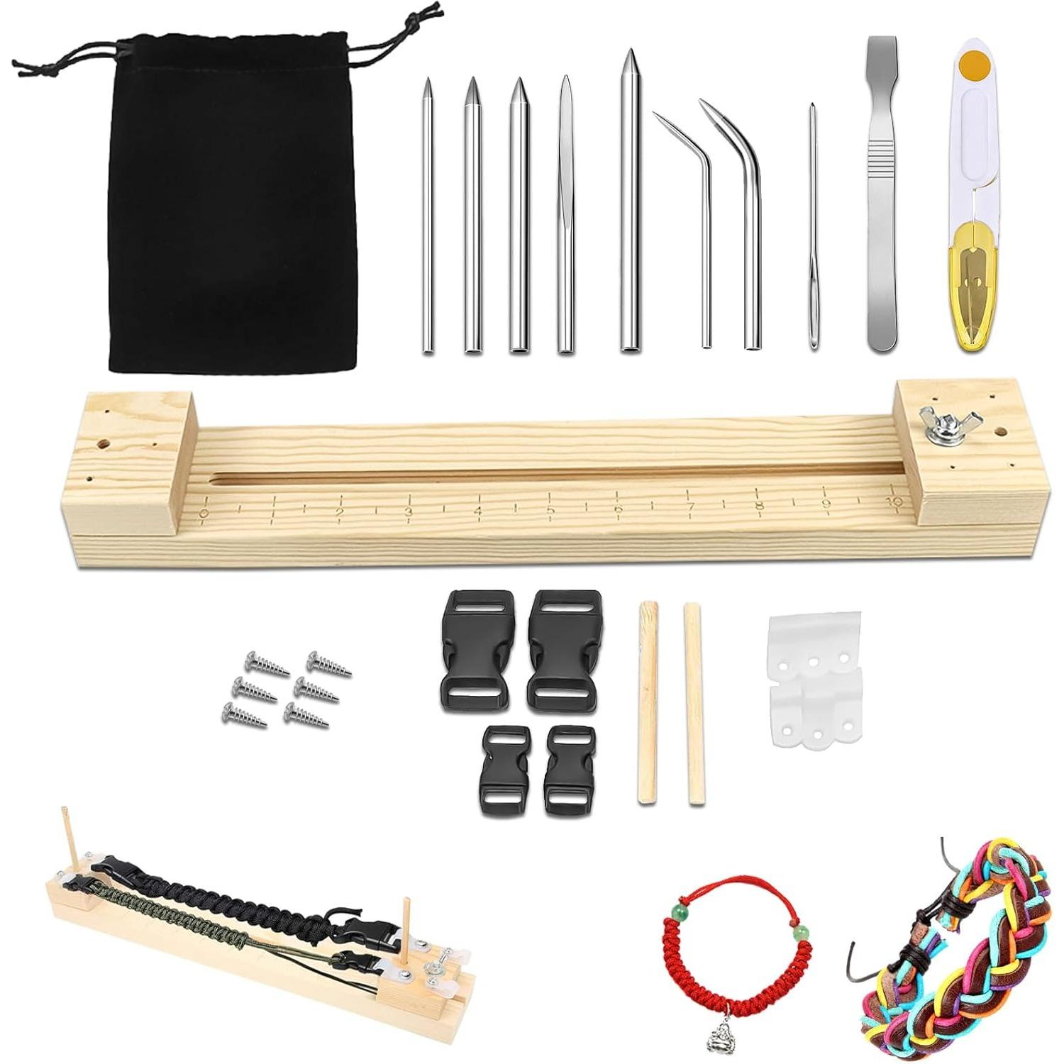Paracord Jig DIY Wood Bracelet Maker Wristband Knitting Tool Sets Adjustable Length Wooden Parachute Cord Braiding Making Tools 11-Pack
Paracord Jig DIY Wood Bracelet Maker Wristband Knitting Tool Sets Adjustable Length Wooden Parachute Cord Braiding Making Tools 11-Pack