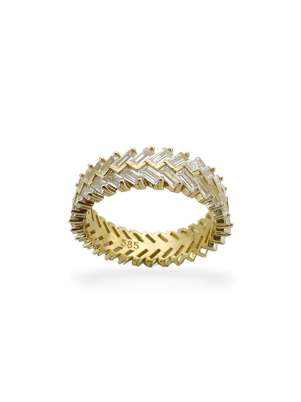 14K Two Row Baguette Zircon Diamond Model Full Round Gold Ring | Золотые кольца | Свадьба | подарок | Женское кольцо | Ювелирные изделия | Аксессуары
14K Two Row Baguette Zircon Diamond Model Full Round Gold Ring | Золотые кольца | Свадьба | подарок | Женское кольцо | Ювелирные изделия | Аксессуары