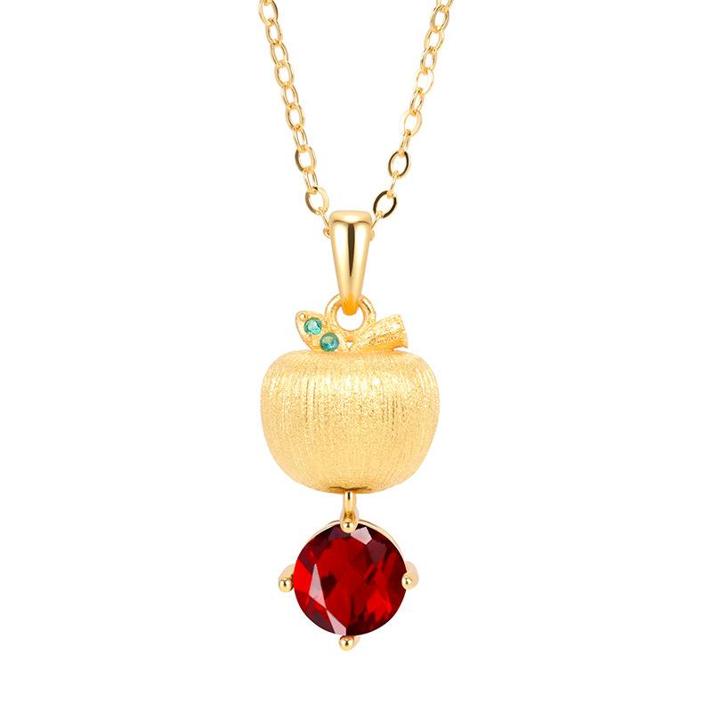S925 Sterling Silver Apple Pendant Necklace Brushed Craft Inlaid Garnet Topaz Crystal Minimalist High Grade Clavicle Chain For Women 925 silver
S925 Sterling Silver Apple Pendant Necklace Brushed Craft Inlaid Garnet Topaz Crystal Minimalist High Grade Clavicle Chain For Women 925 silver