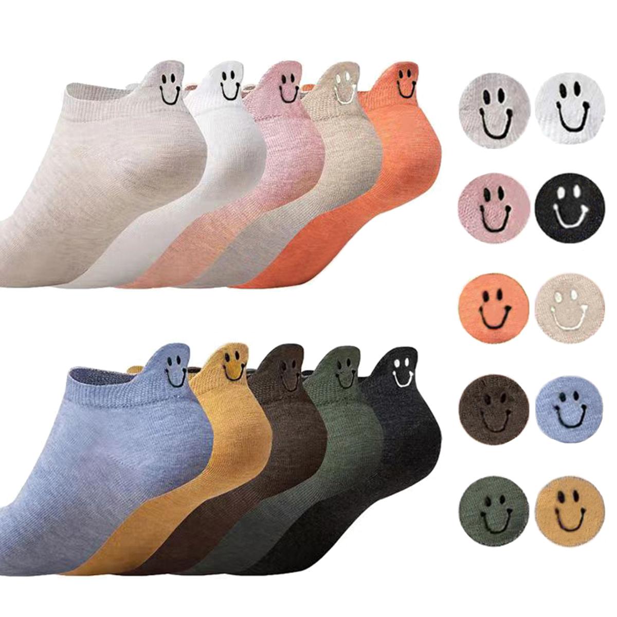 10 Pairs Kawaii Short Socks For Women Spring Summer Lovely Heel Embroidered Smiling Face Female Cotton Personality Ankle Socks One Size
10 Pairs Kawaii Short Socks For Women Spring Summer Lovely Heel Embroidered Smiling Face Female Cotton Personality Ankle Socks One Size