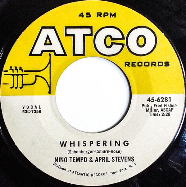 7inch Record NINO TEMPO & APRIL STEVENS - Whispering 456281 ATCO Records 1963 US Jazz Used
7inch Record NINO TEMPO & APRIL STEVENS - Whispering 456281 ATCO Records 1963 US Jazz Used